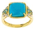 Dyach Gold over Silver Turquoise and Blue Topaz Ring