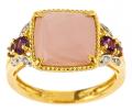 Gold over Silver Mother of Pearl and Pink Amethyst Ring