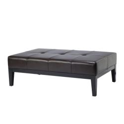 Fulton Brown Bicast Leather Rectangle Ottoman