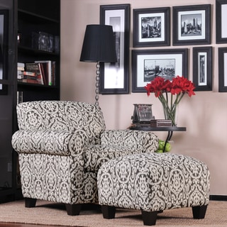 Find Cheap Price Portfolio Mira Gray and Ivory Medallion Arm Chair and Ottoman