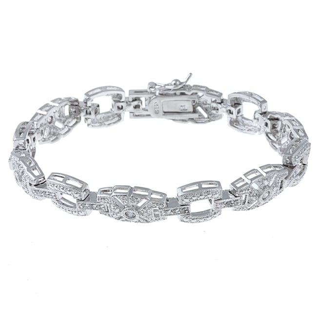 La Preciosa Sterling Silver Cubic Zirconia Link Bracelet