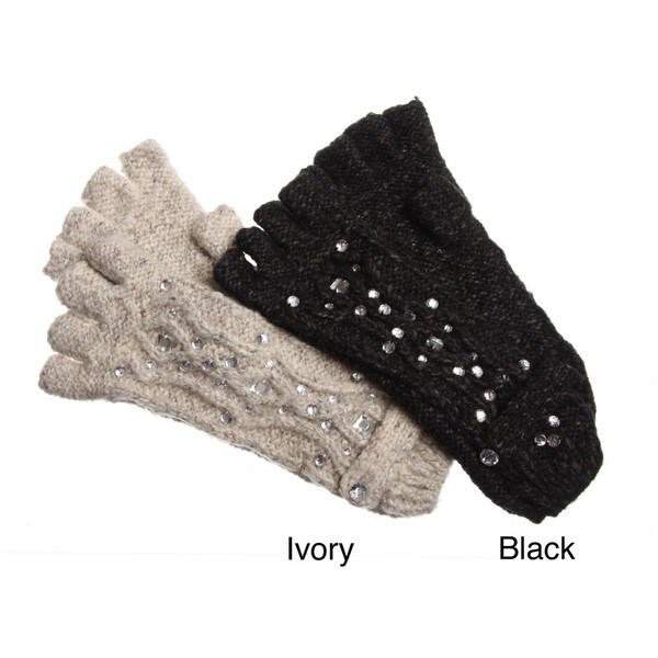 Betsey Johnson Crystalembellished Fingerless Gloves 13443494