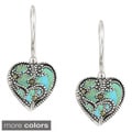 Sterling Silver Marcasite and Gemstone Heart Earrings