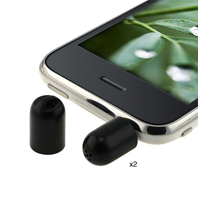 INSTEN Black Mini-Microphone Recorder Accessory for Apple iPad/ iPhone/ iPod (Pack of Two)