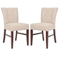Metro Curved Tufted Beige Linen Side Chairs (Set of 2)