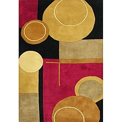 Cheap Alliyah Handmade Black New Zealand Blend Wool Rug