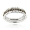 DB Designs Silver 2/5ct TDW Black or Brown Diamond Stackable Ring Set