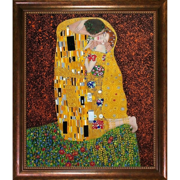 La Pastiche Gustav Klimt The Kiss Hand Painted Oil Reproduction Bed