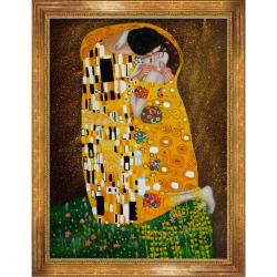 Find Cheap Price Gustav Klimt The Kiss (Full View) Hand-painted Framed Canvas Art