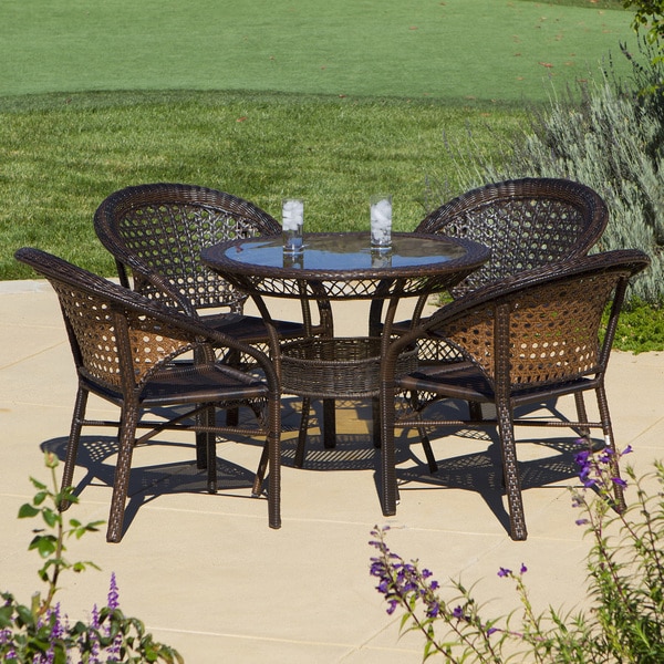 Christopher Knight Home Outdoor 5-piece Wicker Dining Bistro Table Set