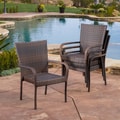 Christopher Knight Home Outdoor PE Wicker Stackable Arm Club Chairs (Set of 4)