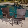 Christopher Knight Home Outdoor PE Wicker Brown Stackable Club Chairs (Set of 2)