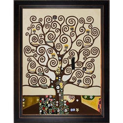 Best Shopping Gustav Klimt 'Tree of Life' Veine D' Or Bronze Angled Framed Canvas Art