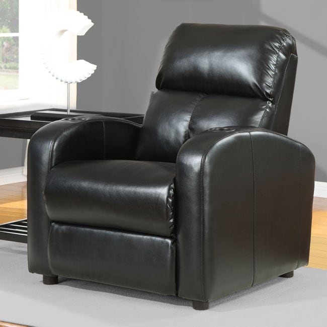 Tracy Black Bonded Leather Recliner 80002076 Overstock Com