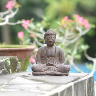 Volcanic Ash Buddha Lotus Antique Statue (Indonesia)