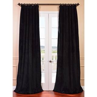 Warm Black Velvet Blackout Extra Wide Curtain Panel