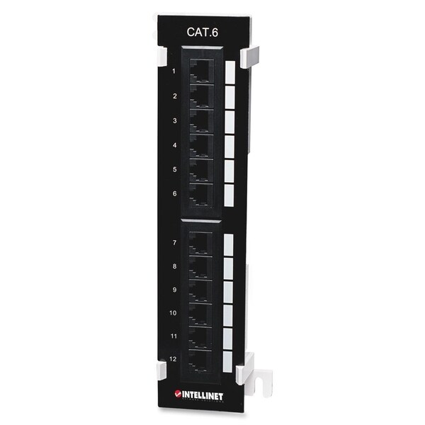Intellinet Cat6 12-Port UTP Patch Panel, Wall-mount