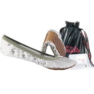 Fit In Clouds Silver Sequin Fold-able Flats-Image