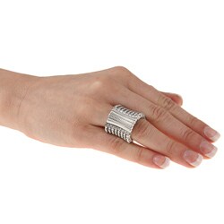silvertone stretch crystal ring celeste satin brass