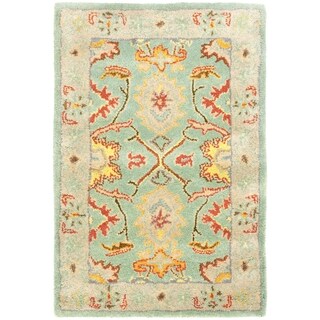 Handmade Heritage Treasures Light Blue/ Ivory Wool Rug (2' x 3')