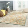 Handmade Treasures Light Blue/ Ivory Wool Rug (7'6 x 9'6)