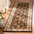 Handmade Heritage Exquisite Brown/ Ivory Wool Rug (2' x 3')