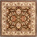 Handmade Heritage Exquisite Brown/ Ivory Wool Rug (6' Square)
