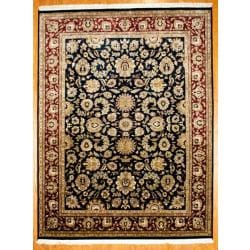 Buy  Hand-knotted Indo Mahal Navy/ Burgundy Wool Rug (9' x 12')