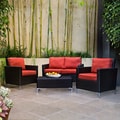 angelo:HOME Napa Springs Tulip Red 4 Piece Indoor/Outdoor Wicker Arm Chairs, Loveseat and Table