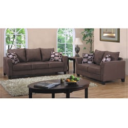 Low Price Fountain Valley Dark Brown Microfiber Sofa and Love Seat Set
