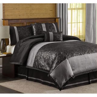 ---> Lush Decor Metallic Crocodile Black/ Silver 6-piece Comforter Set