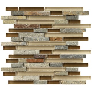 Somertile Reflections Piano Brixton Stone and Glass Mosaic Tiles (Pack of 5)