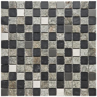 Somertile Granstone Alloy 1-inch Verde Stone and Metal Mosaic Tiles (Pack of 10)