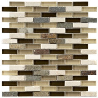 ===>  Somertile Reflections Subway Nassau Stone and Glass Mosaic Tiles (Pack of 10)