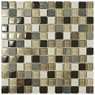 Somertile Reflections Square 1-inch Nassau Stone and Glass Mosaic Tiles (Pack of 10)