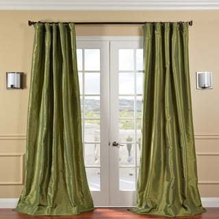 Fern Green Solid Faux Silk Taffeta 96-inch Curtain Panel