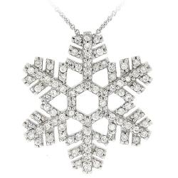 Icz Stonez Sterling Silver Cubic Zicornia Snowflake Necklace