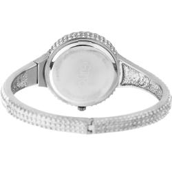 Burgi Women's 'Sizzling' Diamond and Silver-tone Bangle Watch
