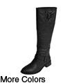 Journee Women's Mid-calf Buckle Faux Leather Boots