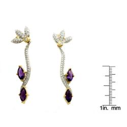 14k Yellow Gold Amethyst and 1 1/10ct TDW Diamond Floral Earrings (H-I, I2)