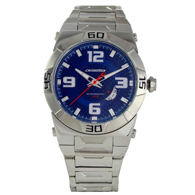 Chronotech Mens Stainless Steel Silverton Blue Dial Watch