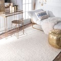 Handmade Braided Cable White New Zealand Wool Rug (8' x 10')