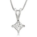 14k White Gold 1/3ct TDW Princess Diamond Solitaire Necklace (J-K, I2)