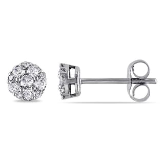 Miadora 10k White Gold 1/4ct TDW Diamond Stud Earrings and Gift Box