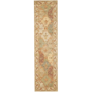 Herat Oriental Indo Hand-tufted Ivory/ Brown Wool Rug (2'6 x 10')