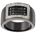 Victoria Kay Black Silver Men's 7/8ct TDW Black and White Diamond Band (J, I2-I3)