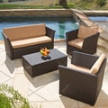 Christopher Knight Home Brown 4-piece All-weather Wicker Patio Furniture Sofa Set