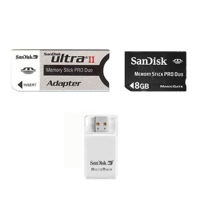 SanDisk 8GB Memory Stick Pro Duo with Reader and Adapter