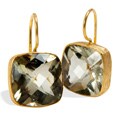 18k Goldplated Sterling Silver Green Amethyst Earrings (India)