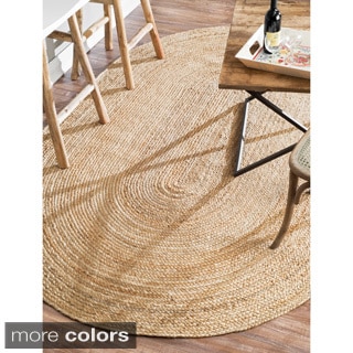 Alexa Eco Natural Fiber Braided Reversible Jute Rug (9' x 12' Oval)